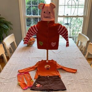 Vintage 5 pc set -Gymboree Orange Mouse & cat girls skort & sweater set, LN!